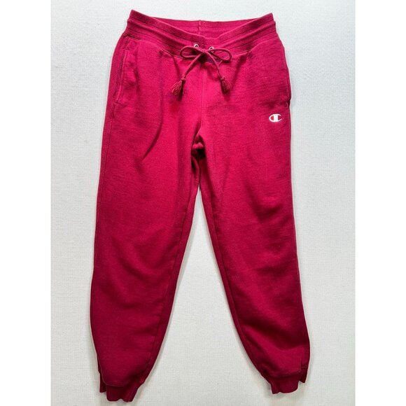 Champion Reverse Weave Jogger Sweatpants Unisex Medium Red Drawstring Fleece - Picture 2 of 10